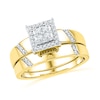 0.20 CT. T.W. Diamond Square Frame Bridal Set in 10K Gold