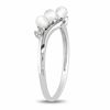 Thumbnail Image 1 of 3.0 - 3.5mm Cultured Freshwater Pearl and Diamond Accent Three Stone Slant Ring in 10K White Gold