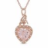 Thumbnail Image 0 of 8.0mm Heart-Shaped Pink Morganite and Diamond Accent Pendant in 10K Rose Gold - 17"