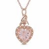 Thumbnail Image 1 of 8.0mm Heart-Shaped Pink Morganite and Diamond Accent Pendant in 10K Rose Gold - 17"