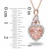 Thumbnail Image 2 of 8.0mm Heart-Shaped Pink Morganite and Diamond Accent Pendant in 10K Rose Gold - 17"