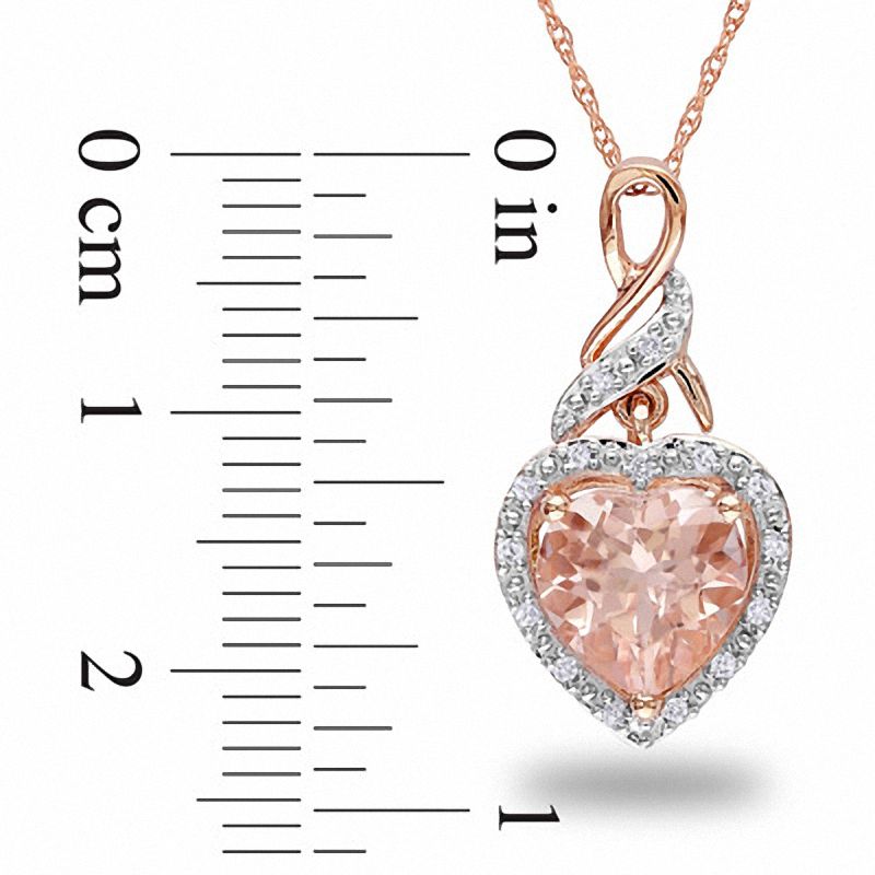 Pear-Shaped Morganite & Diamond Halo Pendant in 10k White & Rose Gold