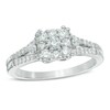Thumbnail Image 1 of 0.50 CT. T.W. Diamond Cluster Square Ring in 10K White Gold
