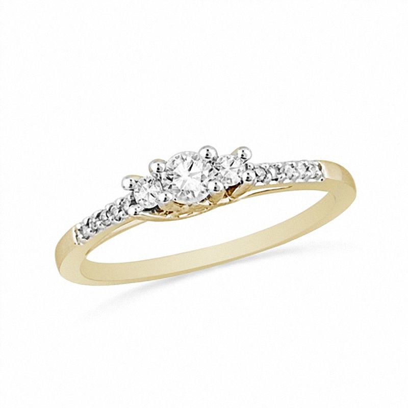 Main Image 1 of 0.33 CT. T.W. Diamond Three Stone Ring in 10K Gold