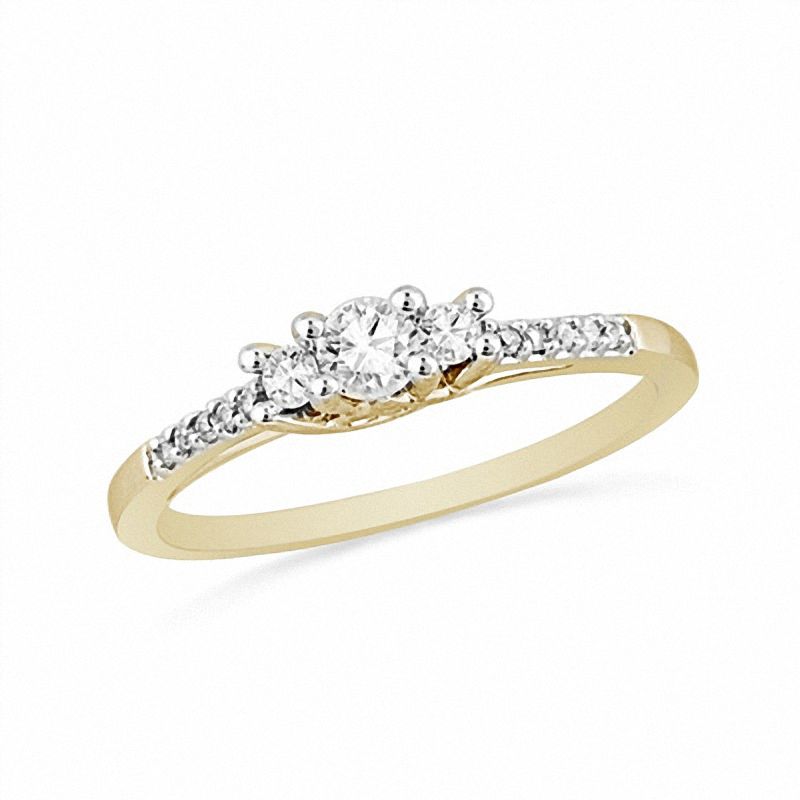 0.33 CT. T.W. Diamond Three Stone Ring in 10K Gold