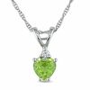 Thumbnail Image 0 of 5.0mm Heart-Shaped Peridot and Diamond Accent Pendant in 10K White Gold - 17"