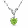 Thumbnail Image 1 of 5.0mm Heart-Shaped Peridot and Diamond Accent Pendant in 10K White Gold - 17"