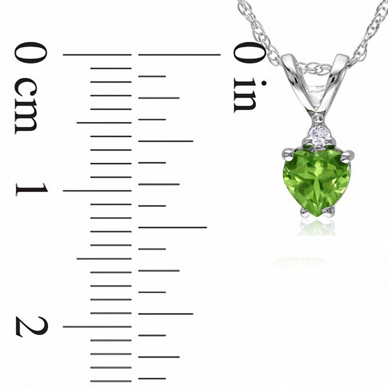 Main Image 2 of 5.0mm Heart-Shaped Peridot and Diamond Accent Pendant in 10K White Gold - 17"