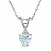 Thumbnail Image 0 of 5.0mm Heart-Shaped Aquamarine and Diamond Accent Pendant in 10K White Gold - 17"