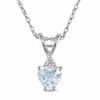 Thumbnail Image 1 of 5.0mm Heart-Shaped Aquamarine and Diamond Accent Pendant in 10K White Gold - 17"