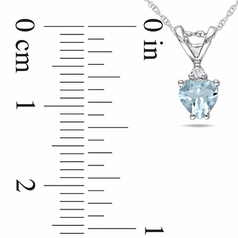 5.0mm Heart-Shaped Aquamarine and Diamond Accent Pendant in 10K White Gold - 17"