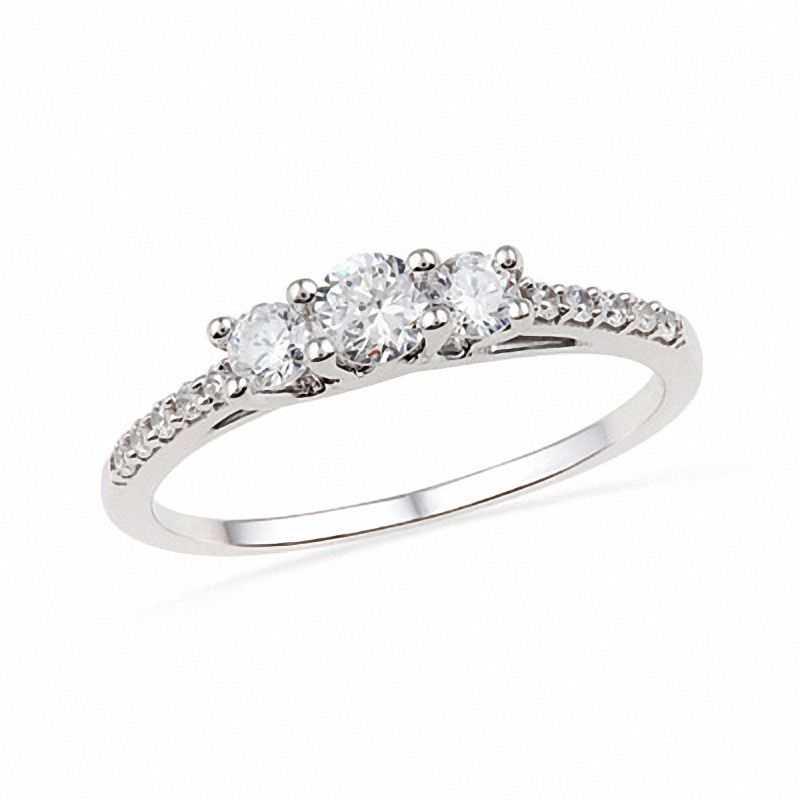 0.50 CT. T.W. Diamond Three Stone Ring in 10K White Gold|Peoples Jewellers