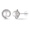 Thumbnail Image 0 of 8.0 - 8.5mm Cultured Freshwater Pearl and 0.09 CT. T.W. Diamond Frame Stud Earrings in 10K White Gold