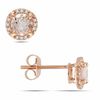 Thumbnail Image 1 of 5.0mm Morganite and Diamond Accent Frame Stud Earrings in 10K Rose Gold