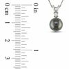 Thumbnail Image 1 of 8.0 - 9.0mm Black Cultured Tahitian Pearl and 0.05 CT. T.W. Diamond Pendant in 14K White Gold - 17"