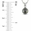 Thumbnail Image 2 of 8.0-9.0mm Black Tahitian Cultured Pearl and 0.05 CT. T.W. Diamond Pendant in 14K White Gold-17"