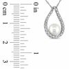 Thumbnail Image 1 of 6.0 - 7.0mm Cultured Freshwater Pearl and 0.115 CT. T.W. Diamond Loop Pendant in 14K White Gold - 17"