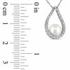 Thumbnail Image 2 of 6.0-7.0mm Freshwater Cultured Pearl and 0.115 CT. T.W. Diamond Loop Pendant in 14K White Gold-17"