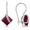 Thumbnail Image 0 of 7.0mm Princess-Cut Lab-Created Ruby Swirl Drop Earrings in 10K White Gold