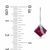 Thumbnail Image 2 of 7.0mm Princess-Cut Lab-Created Ruby Swirl Drop Earrings in 10K White Gold