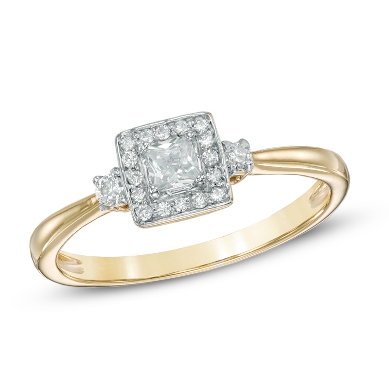 0.25 CT. T.W. Princess-Cut Diamond Frame Promise Ring in 10K Gold