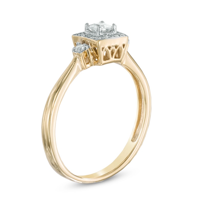 0.25 CT. T.W. Princess-Cut Diamond Frame Promise Ring in 10K Gold
