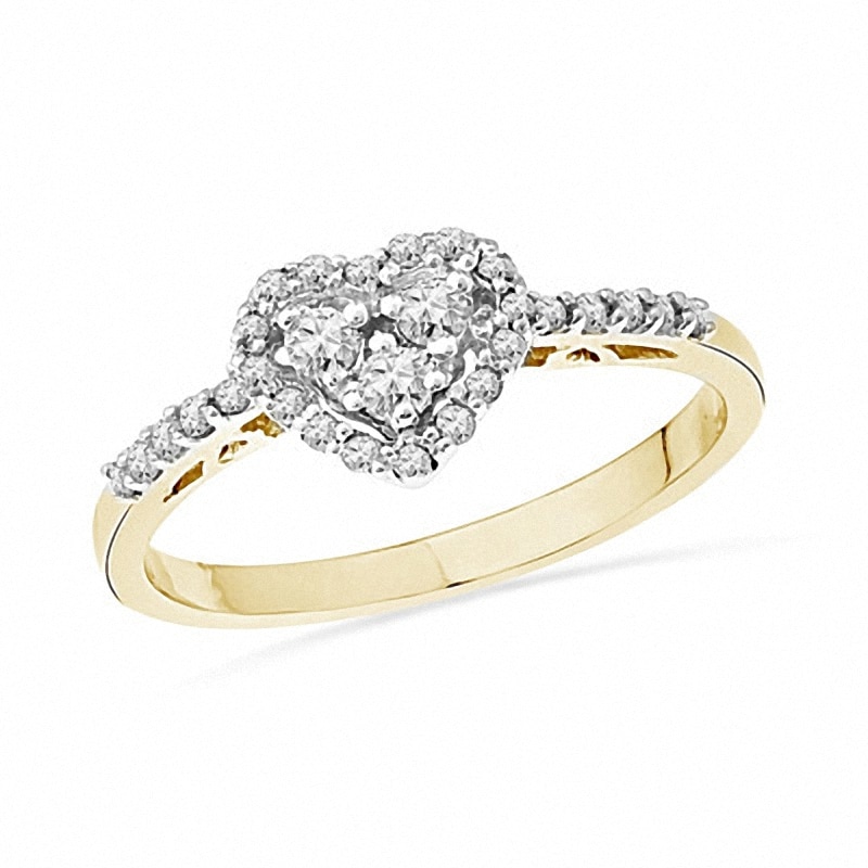 0.33 CT. T.W. Diamond Heart-Shaped Frame Ring in 10K Gold