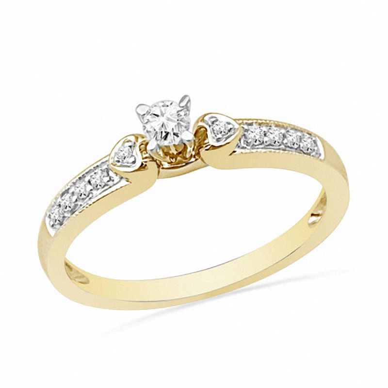 0.20 CT. T.W. Diamond Heart Accent Promise Ring in 10K Gold