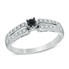 0.25 CT. T.W. Enhanced Black and White Diamond Split Shank Promise Ring in 10K White Gold