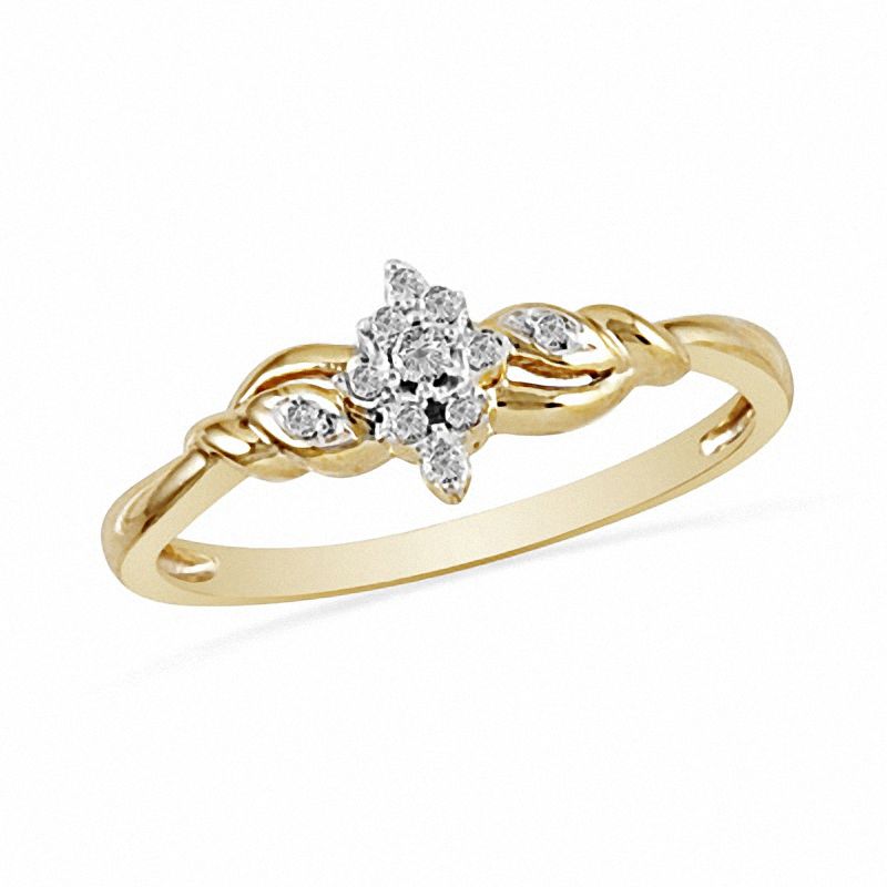 0.06 CT. T.W. Diamond Starburst Braided Promise Ring in 10K Gold