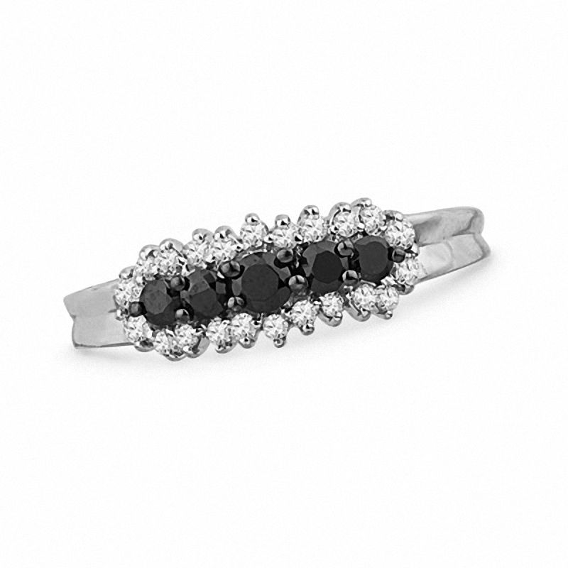 0.50 CT. T.W. Enhanced Black and White Diamond Five Stone Ring in 10K White Gold|Peoples Jewellers