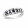 Thumbnail Image 1 of 0.50 CT. T.W. Blue and White Diamond Stripe Band in 10K White Gold