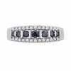 Thumbnail Image 2 of 0.50 CT. T.W. Blue and White Diamond Stripe Band in 10K White Gold