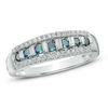 Thumbnail Image 1 of 0.33 CT. T.W. Blue and White Diamond Anniversary Band in 10K White Gold