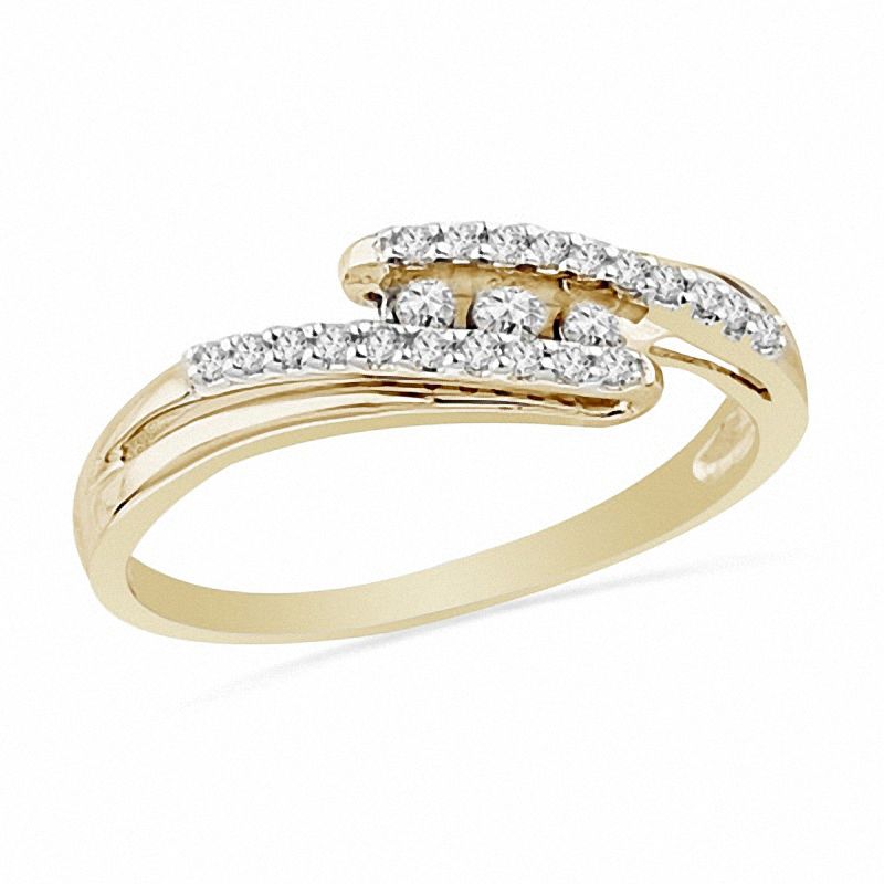 0.16 CT. T.W. Diamond Three Stone Bypass Ring in 10K Gold|Peoples Jewellers