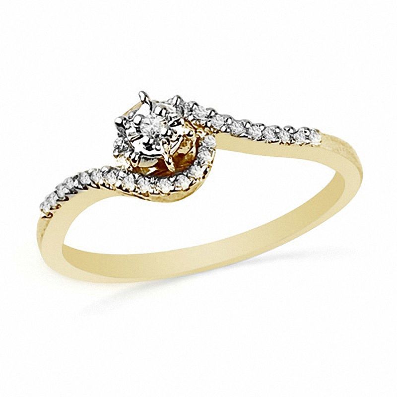 Diamond Accent Bypass Promise Ring in 10K Gold
