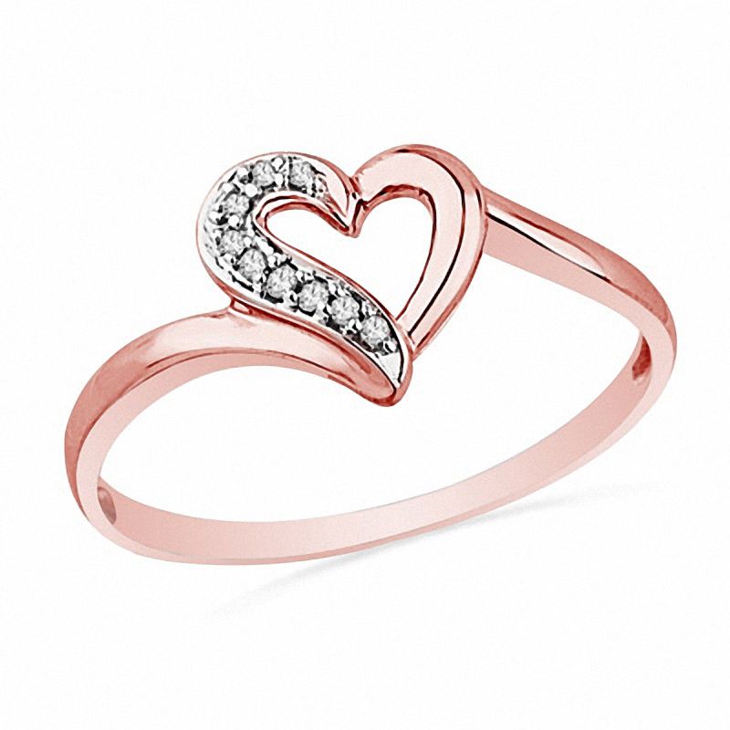 Main Image 1 of Diamond Accent Heart Ring in 10K Rose Gold