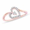 Thumbnail Image 0 of 0.16 CT. T.W. Diamond Tilted Heart Ring in 10K Rose Gold
