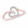 0.16 CT. T.W. Diamond Tilted Heart Ring in 10K Rose Gold
