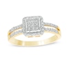 Thumbnail Image 0 of 0.25 CT. T.W. Square Multi-Diamond Frame Promise Ring in 10K Gold
