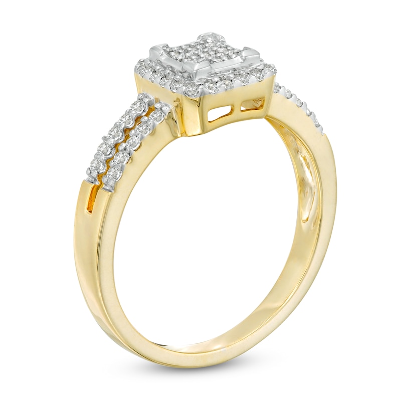 Main Image 3 of 0.25 CT. T.W. Square Multi-Diamond Frame Promise Ring in 10K Gold