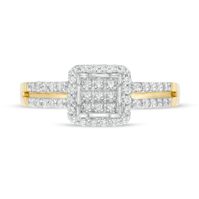 0.25 CT. T.W. Square Multi-Diamond Frame Promise Ring in 10K Gold