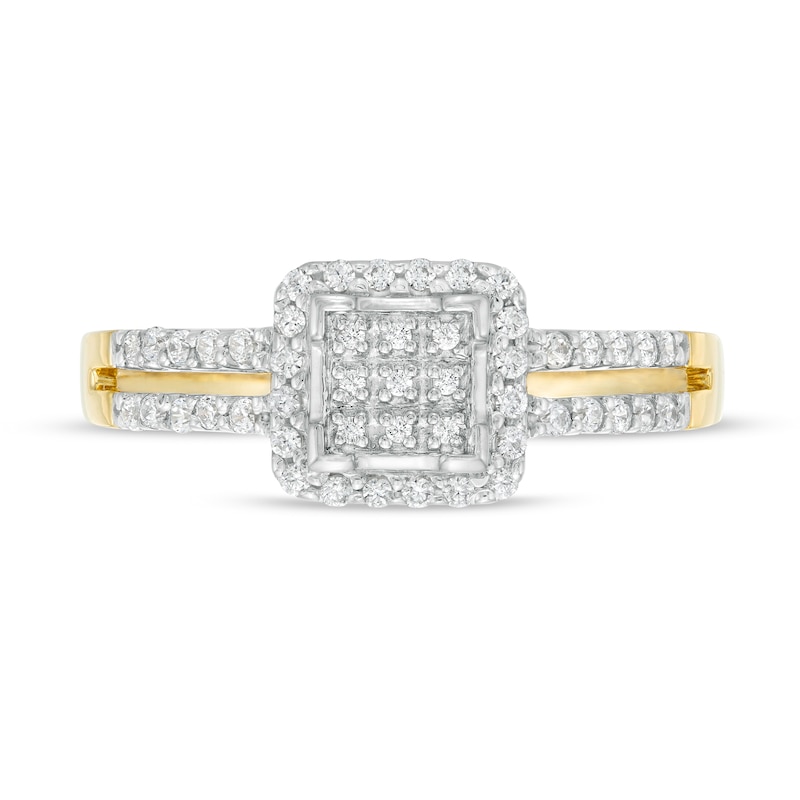 0.25 CT. T.W. Square Multi-Diamond Frame Promise Ring in 10K Gold