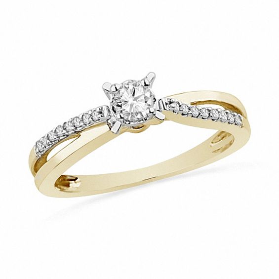 0.25 CT. T.W. Diamond Split Shank Promise Ring in 10K Gold | Peoples ...