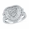 Thumbnail Image 1 of 0.62 CT. T.W. Diamond Multi-Row Heart Ring in 10K White Gold