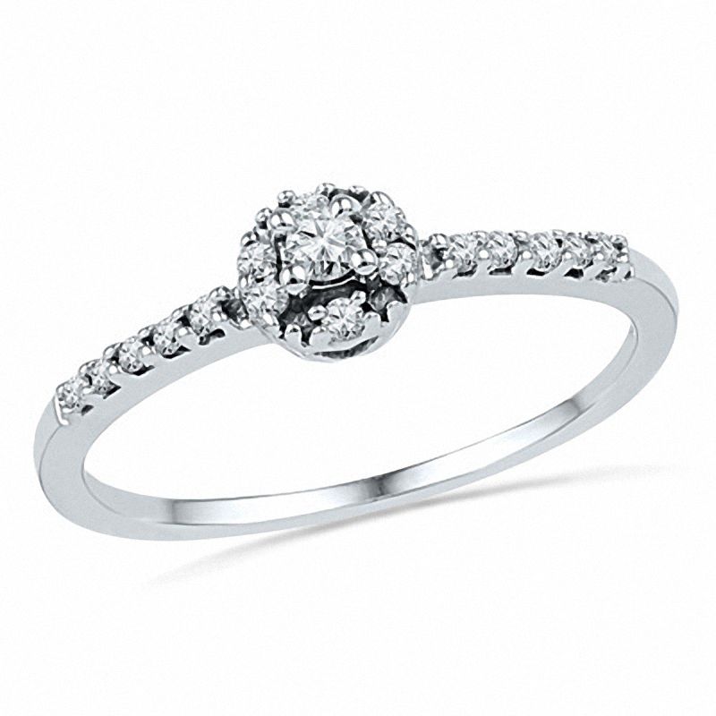 0.16 CT. T.W. Diamond Frame Promise Ring in 10K White Gold|Peoples Jewellers