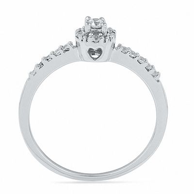 0.16 CT. T.W. Diamond Frame Promise Ring in 10K White Gold