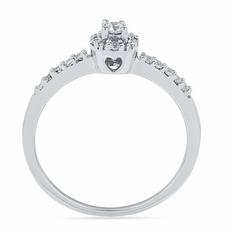 0.16 CT. T.W. Diamond Frame Promise Ring in 10K White Gold