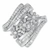 Thumbnail Image 0 of 0.50 CT. T.W. Composite Diamond Flower Ring in 10K White Gold