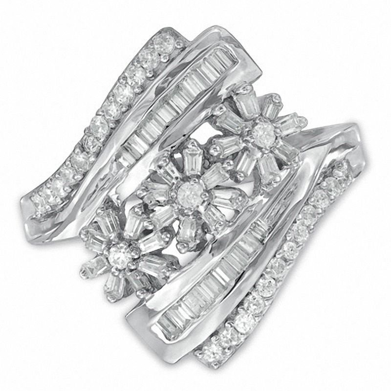 0.50 CT. T.W. Composite Diamond Flower Ring in 10K White Gold|Peoples Jewellers